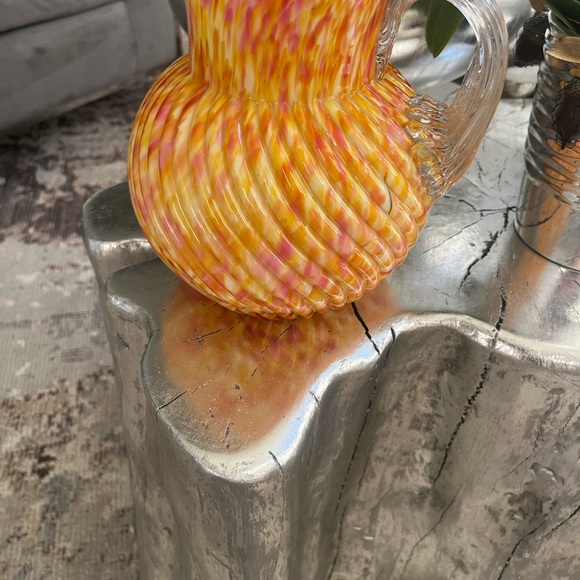 Made by web in England Victorian glass swirl rib, optic Polychrome ball pitcer - Picture 5 of 15